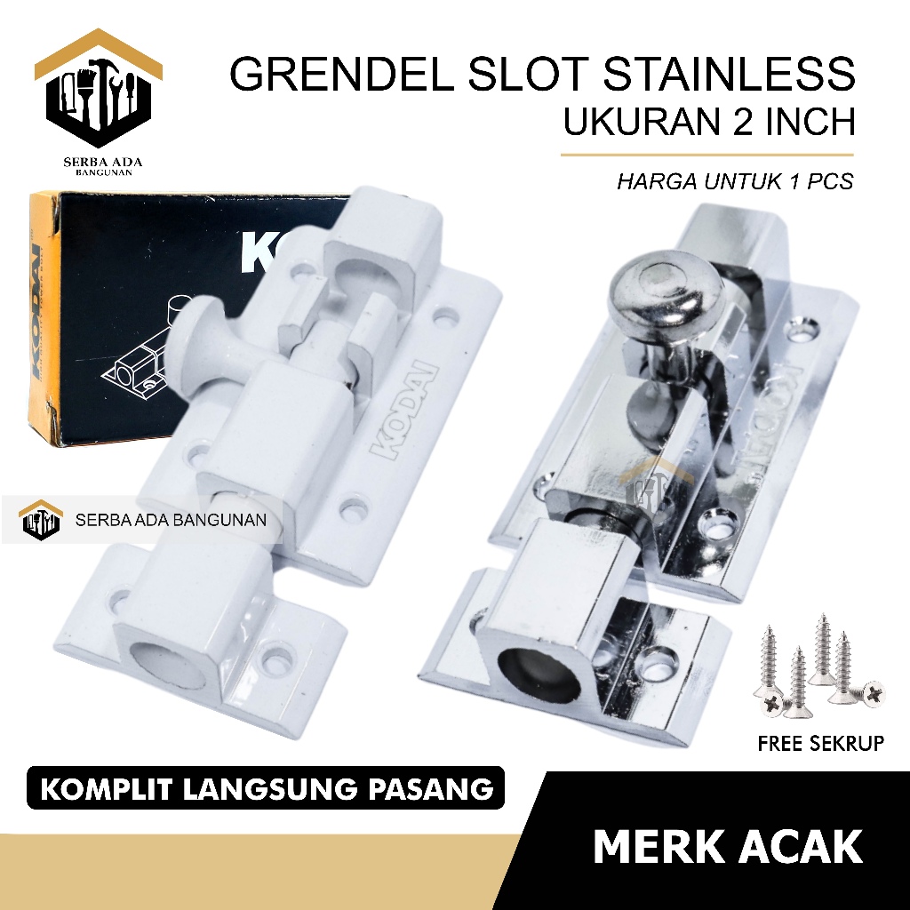 SAB Grendel Slot Door/ Lock Silver 6.5 cm I By KODAI ORIGINAL 100% ...
