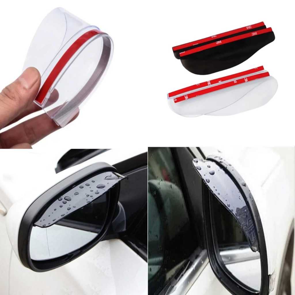 (Pair) Car Rearview Mirror Gutter Mica Hat Rubber Protector Pvc ...