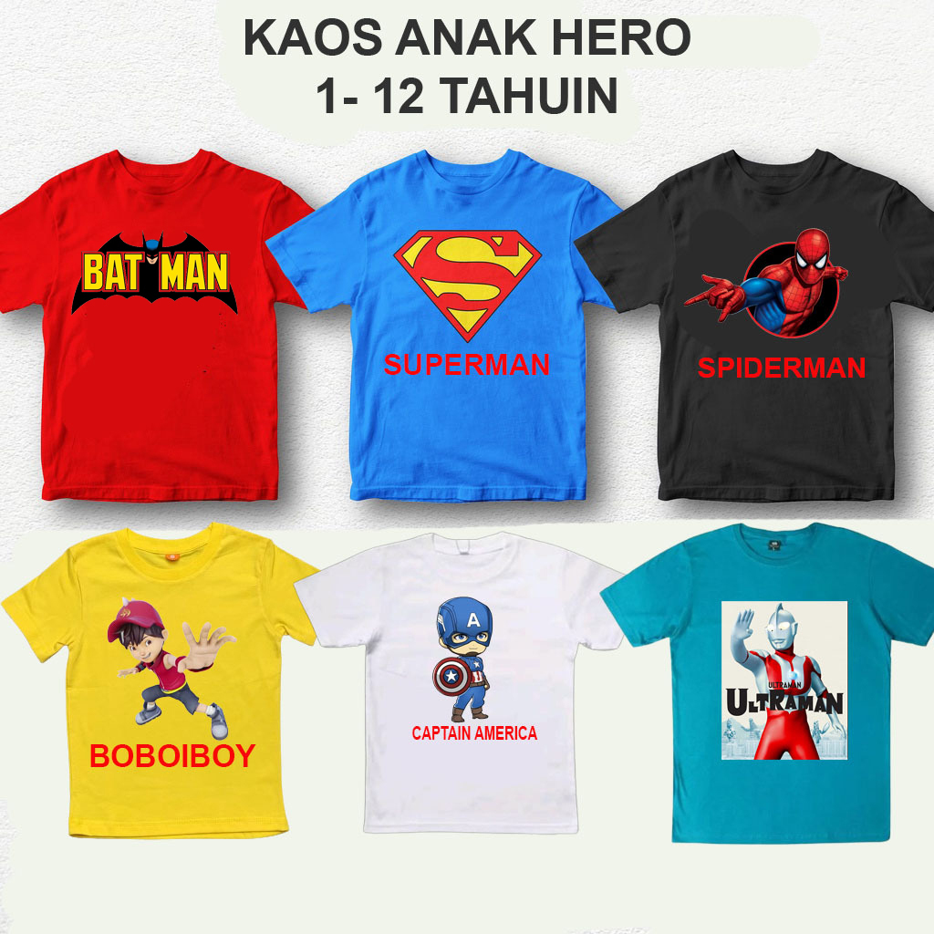 Super Hero Ultraman Batman Superman Boboiboy Spiderman Children's T
