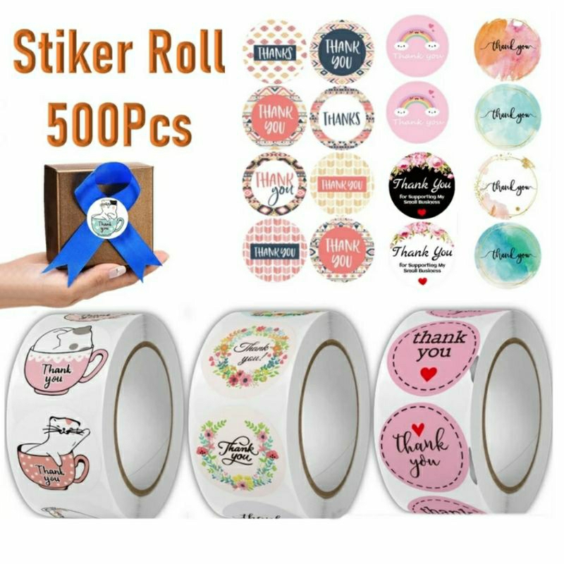Thank You Label Sticker Thank You/ 1 Roll contains 500 Pcs | Shopee ...