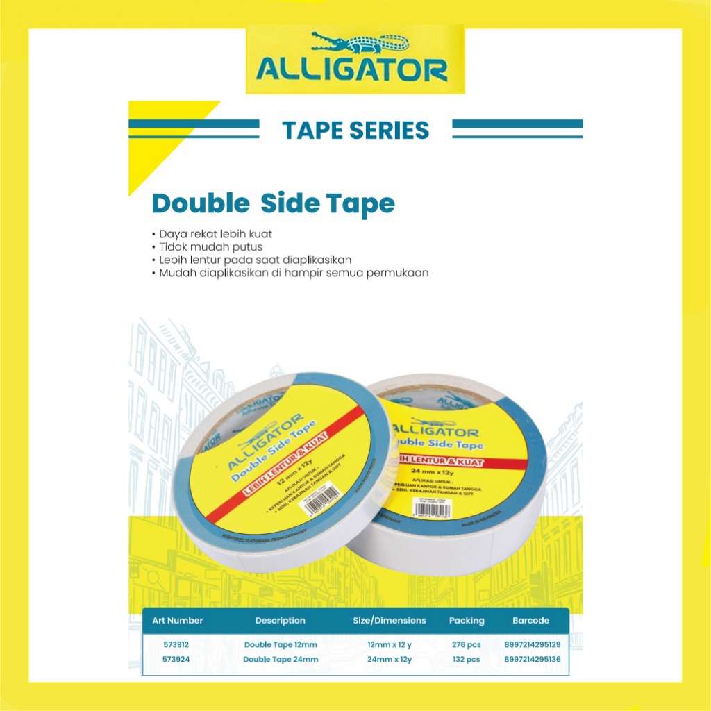 Small Alligator Double Tape Size 12 mm / Multipurpose Reversible Glue ...