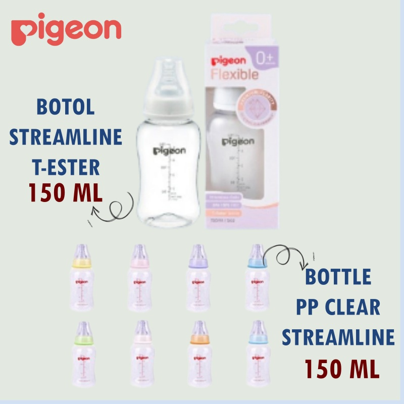 PIGEON CHILDREN'S MILK BOTTLE PP CLEAR STREAMLINE 150ML / 150 ML ...