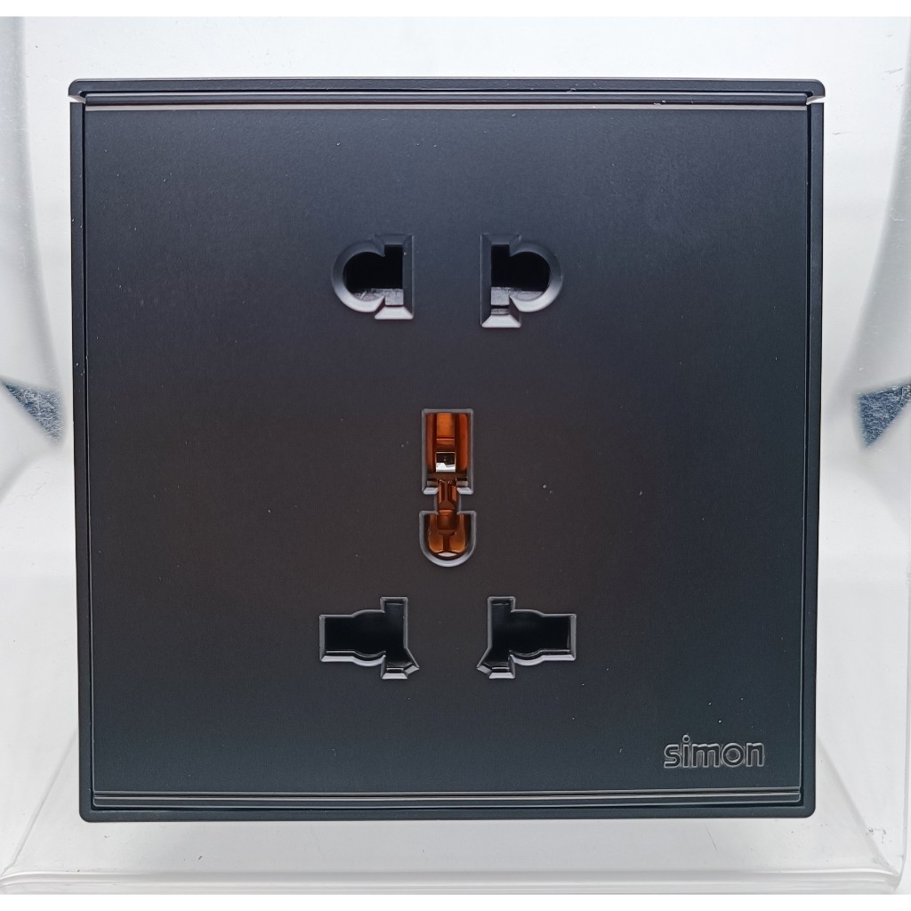 SIMON E6 BLACK DOFF MATT BLACK UNIVERSAL SOCKET/ MULTI SOCKET AND 2 PIN ...