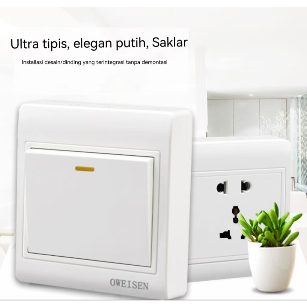 PUTIH Double white Series Switch snow white Switch 1/2/3 Gang 5 Hole ...