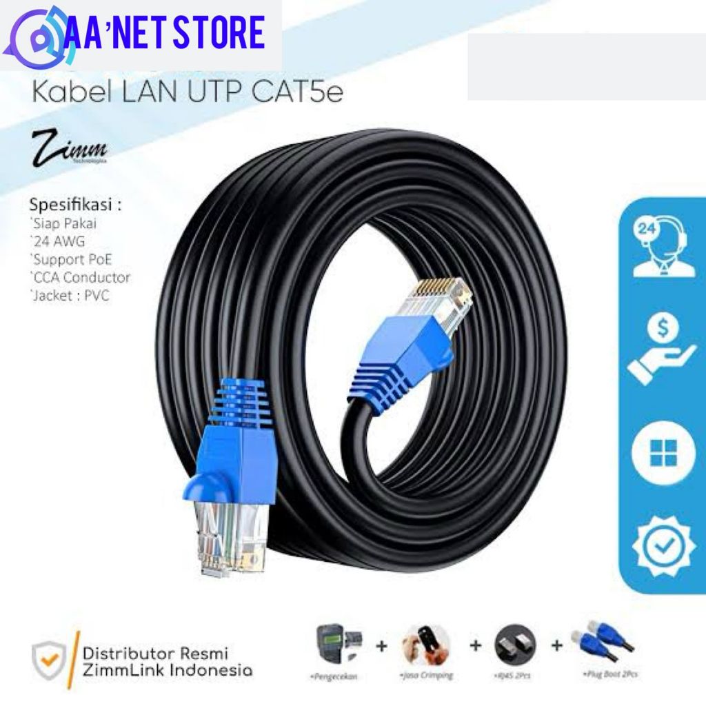 Lan Cable UTP Cat5e Zimmlink 35Meter Ready To Use - Aanet Store ...