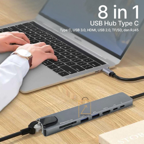 8 in 1 USB Hub Type C RJ45 HDMI 4K Display Adapter | Shopee Philippines