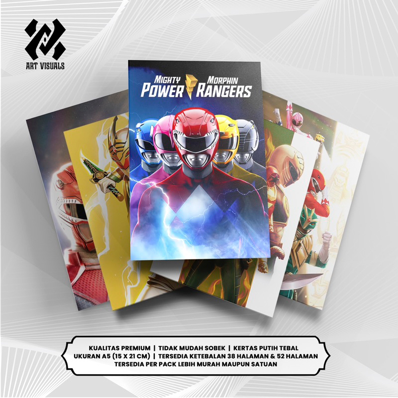 Complete POWER RANGERS CARTOON Theme Custom Writing Books, Free Models ...