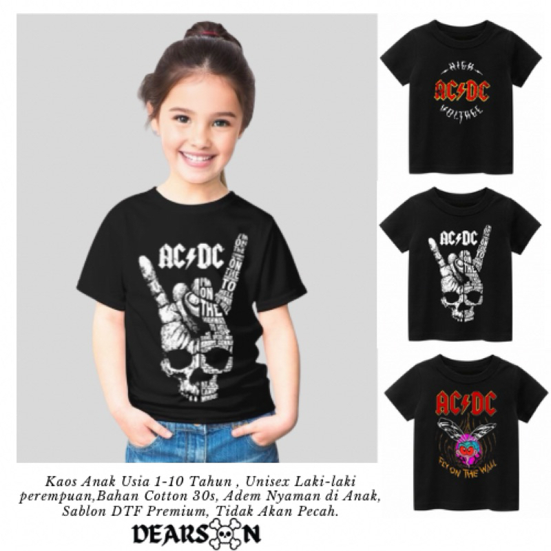 Acdc Children's Band T-shirt, ages 1-10 years, unisex for boys and ...