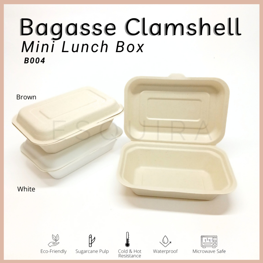 Clamshell Bagasse / Mini Lunch Box / Sugar Cane Fiber Food Packing 450 ...