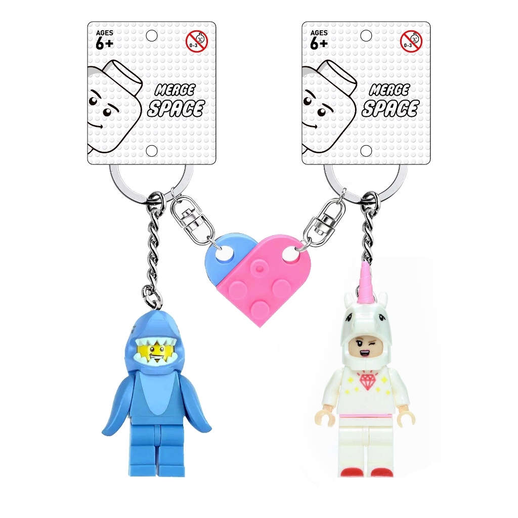 Merge Matching LEGO Keychains Pink Unicorn & Blue Shark | Shopee ...