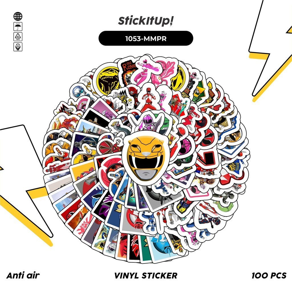 HP 100 Pcs Mighty Morphin Power Rangers Cute Aesthetic Vinyl Waterproof ...