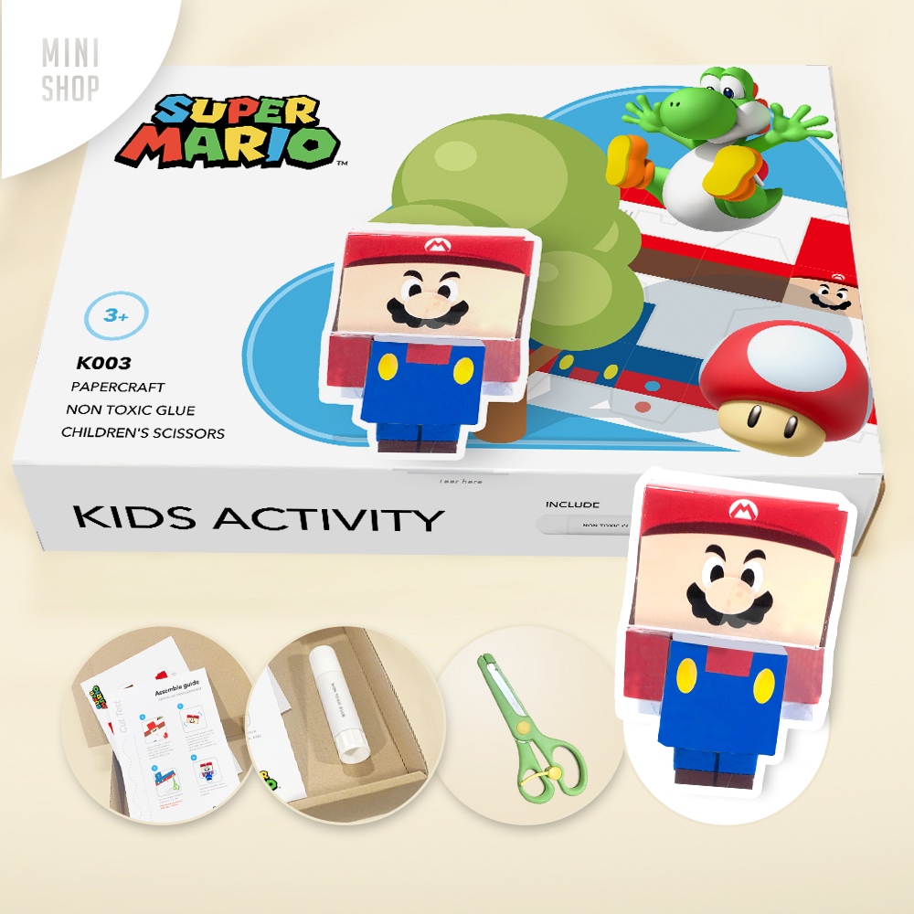 K003 Mario - Birthday Souvenir Kids Toys Papercraft Scissors+Glue ...