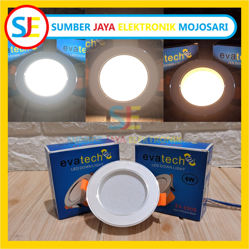 Evatech 6 Watt 3-color LED Downlight Evatech 6W 3-color DL LED ...