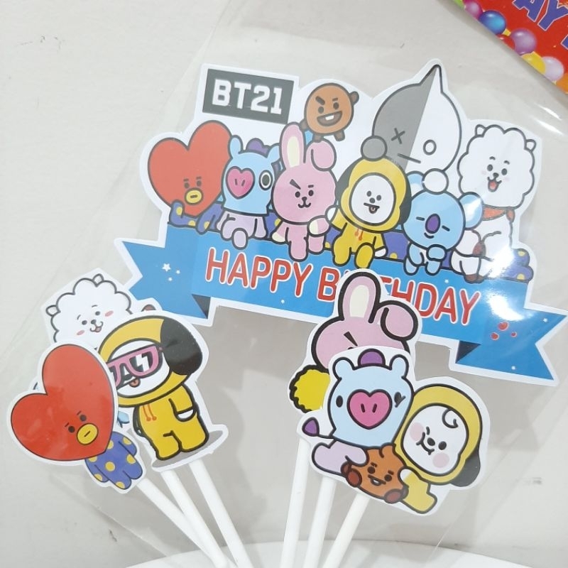 Cake Topper BTS BT21 Cake Decoration Character Cake Skewer | Shopee ...