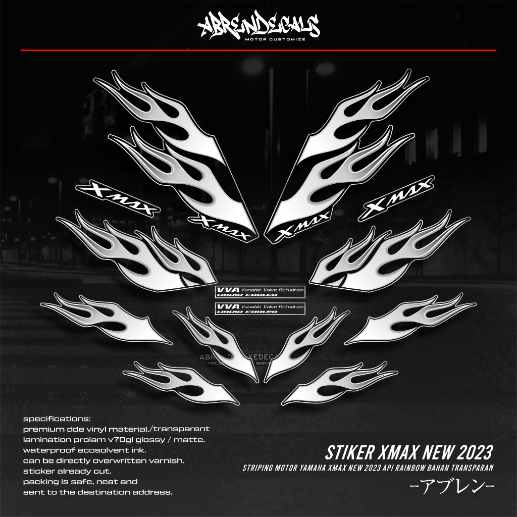 Striping YAMAHA XMAX NEW 2023 Transparent Fire/X-MAX Motorcycle Sticker ...