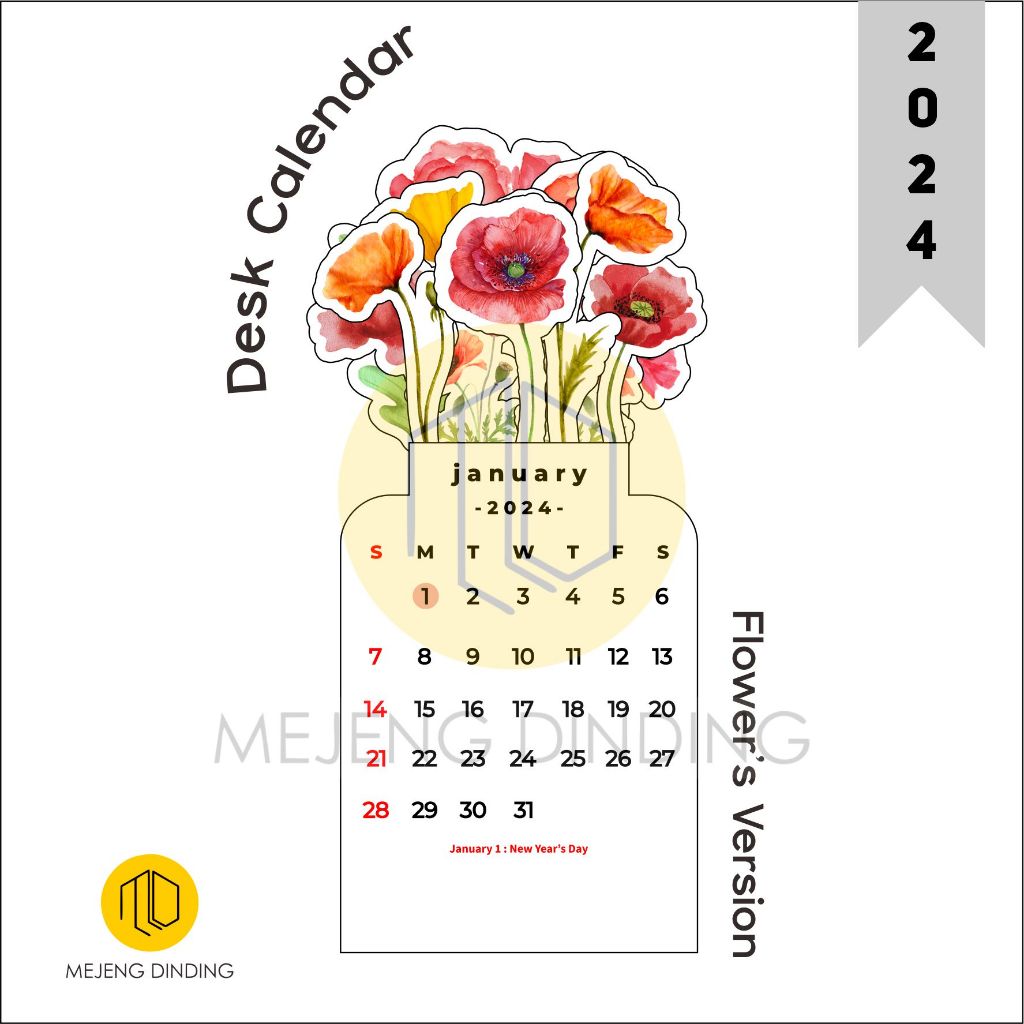 2024 BLOOMY FLOWERS CALENDAR/2024 AESTHETIC CALENDAR/DESK CALENDAR/DESK