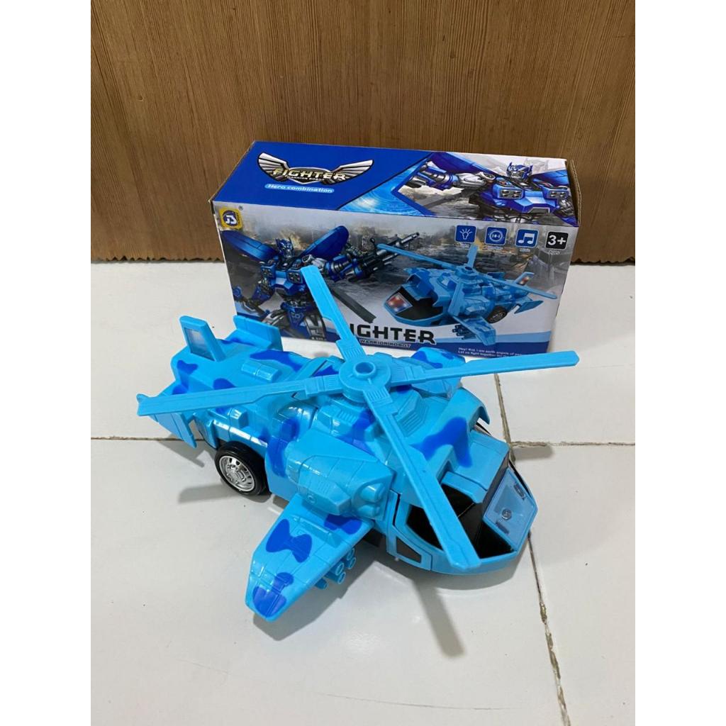 Blue Robot Heli Fighter Warrior/Helicopter Toy To Robot 8999 | Shopee ...