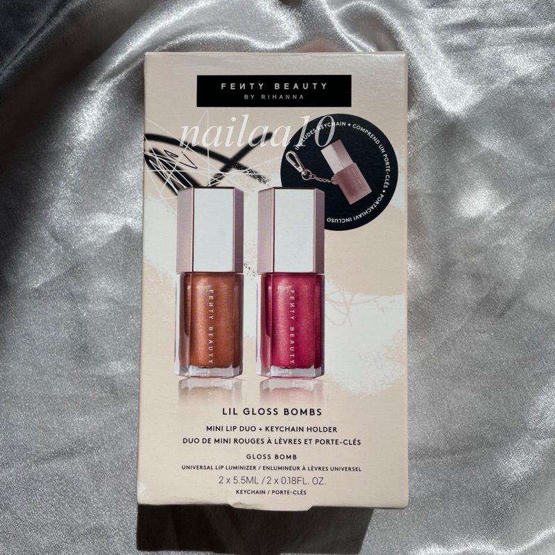 Brand NEW Fenty Beauty Lil Gloss Bombs Mini Lip Duo+Keychain Holder