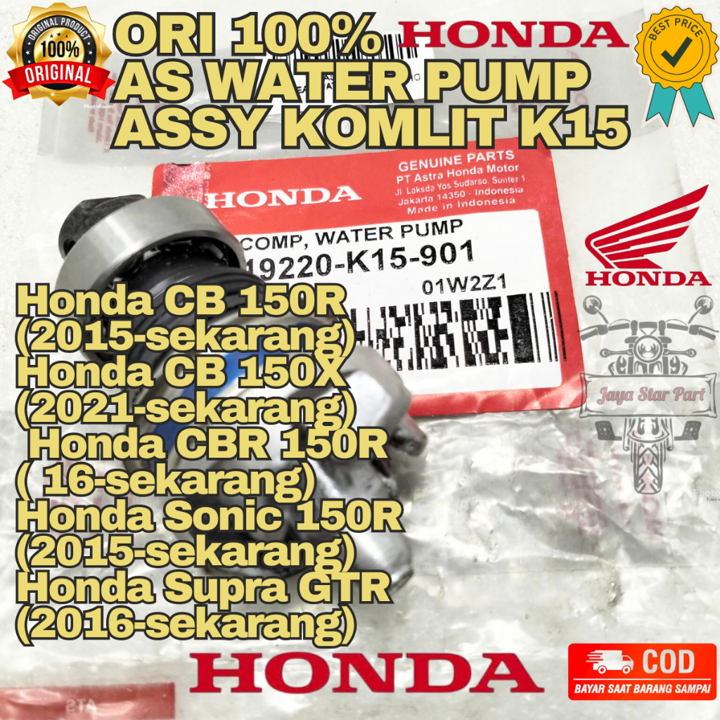 As WATER PUMP Complete SET HONDA K15 ORIGINAL Quality ORIGINAL HONDA ...