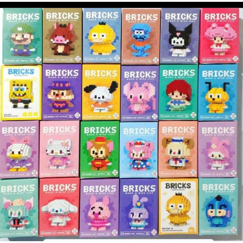 Diy Brick Cartoon Character Toy Stacking Nano Block Character Figure ...