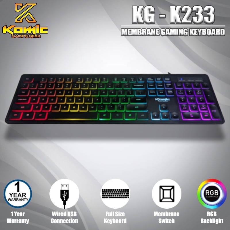 Comic Keyboard KG-K233 Membrane Gaming Keyboard - LED RGB Backlight ...