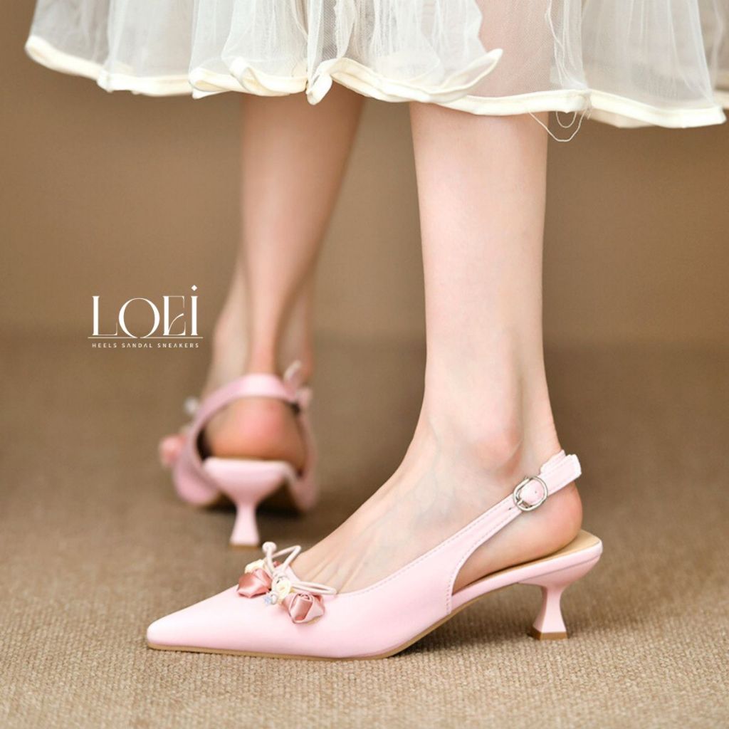 Loei Levina Heels Floral Vintage Women's Elegant Slingback Heels with ...