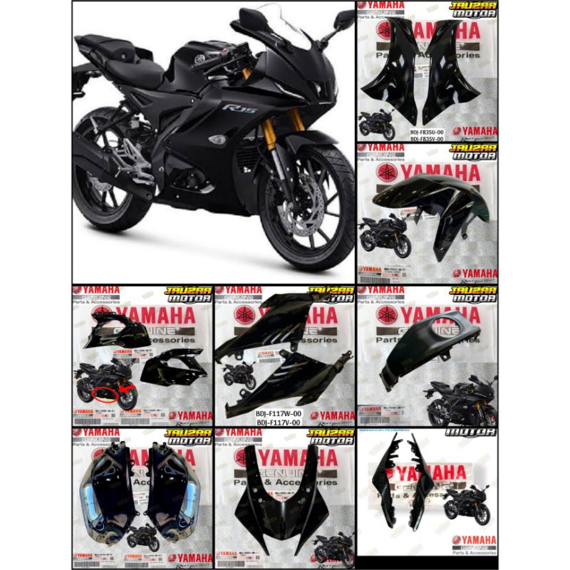 SMOOTH BODY COVER R15 V4 R15M R15 V4 BLACK ORIGINAL YAMAHA | Shopee ...