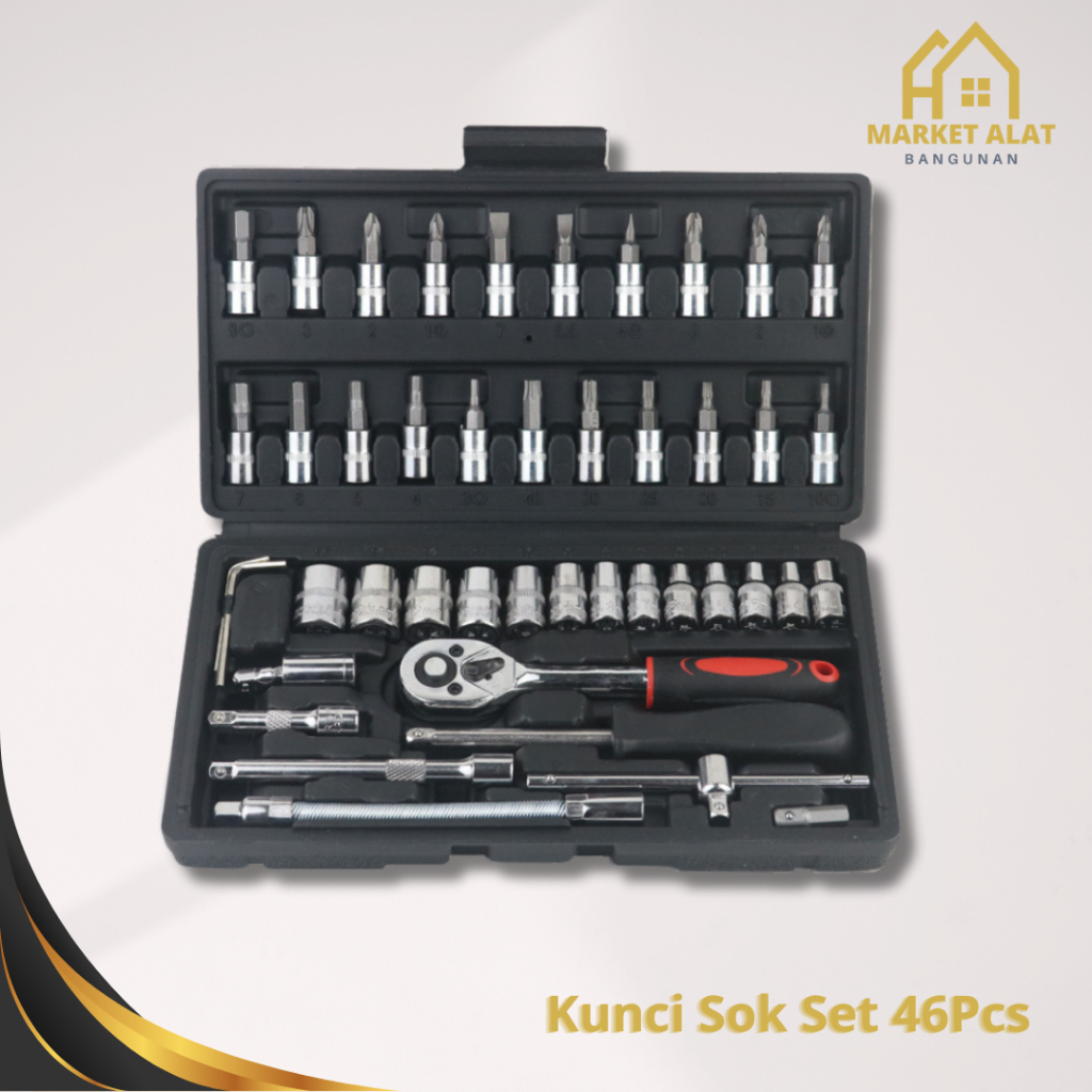 46 Pcs Socket Wrench Set Socket 1/4