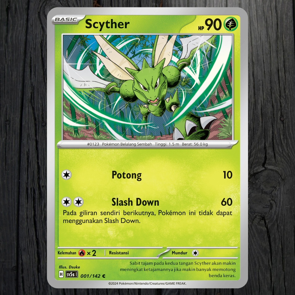 Scyther - Pokemon No 0123 Gen1 - DAUN - 001/142 sv5s Paradoks Mainstay ...