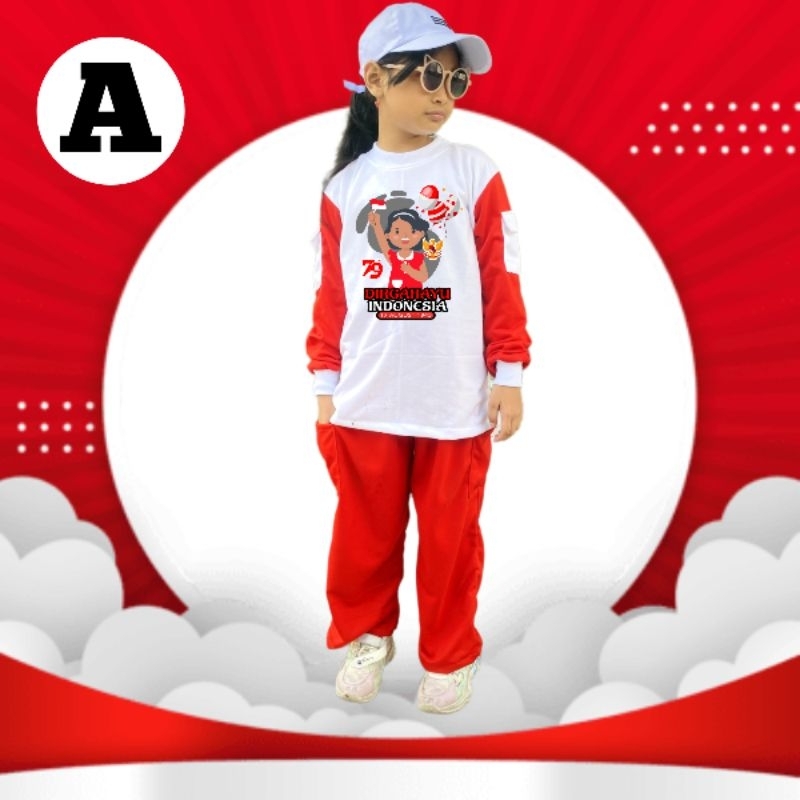 MERAH Oneset Kids Latest Red and White Uniform Set 80 Years Wanset ...