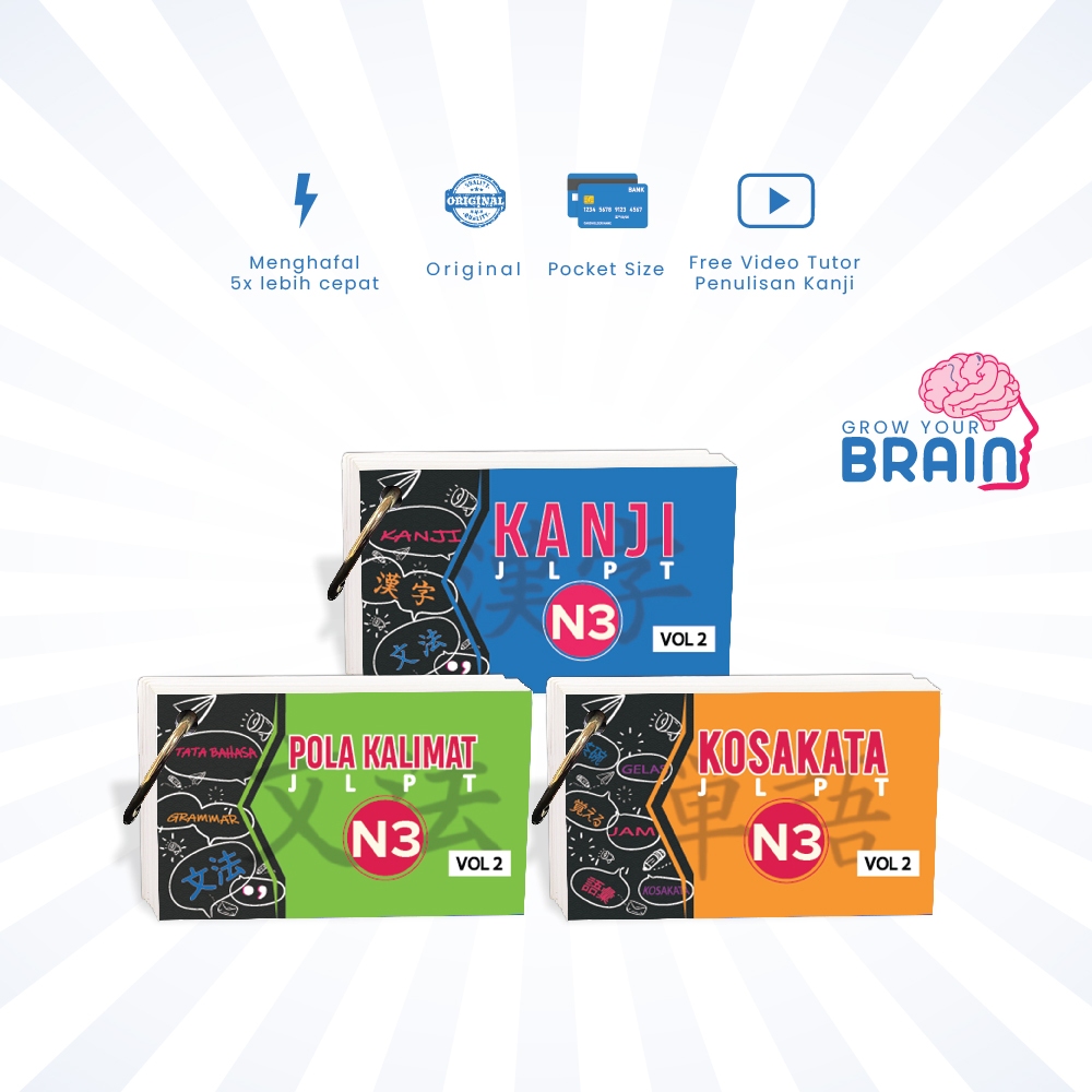 Flashcard Package SET JLPT N3 VOLUME 2 Kanji Words Pattern Sentences
