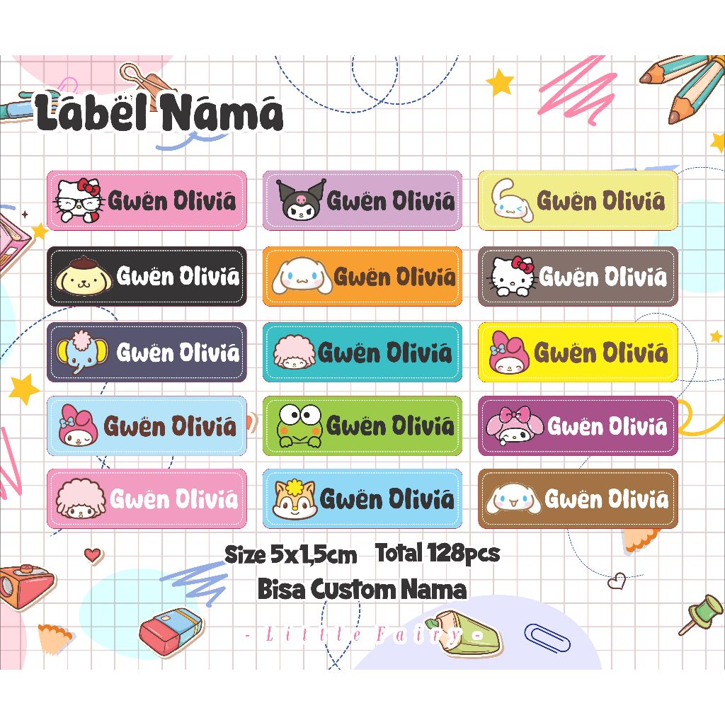 Custom Children's Name Labels/Cute Labels With Many Contents | Shopee