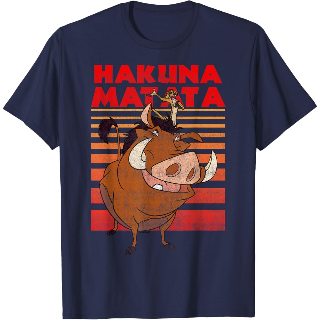 Disney Lion King Timon Pumba Hakuna Matata Stripes Adult T-Shirt ...