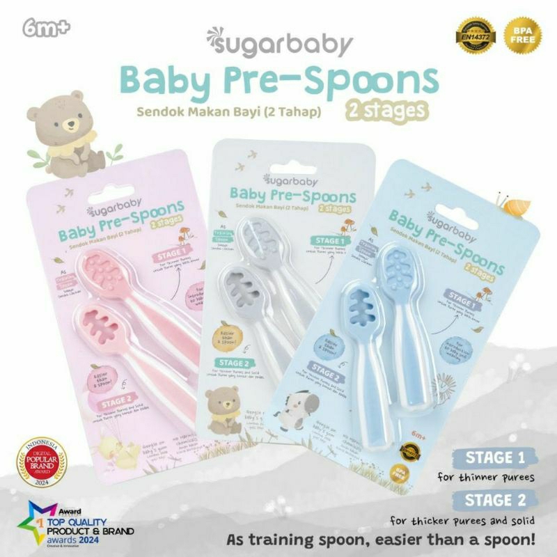 Sugar Baby Pre Spoon 2 Stages Baby Learning Spoon Bpa Free - Training ...
