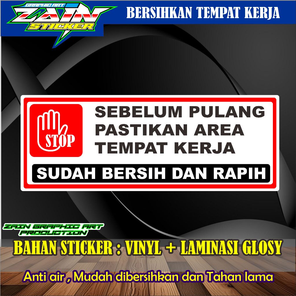 Waterproof vinyl sticker CLEAN WORKER glossy lamination | Shopee ...