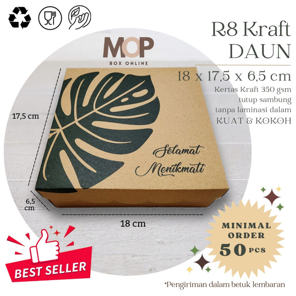 Rice Box 18x18 R8 Kraft LEAF Rice Box Kraft Catering Box 18x18 Brown ...
