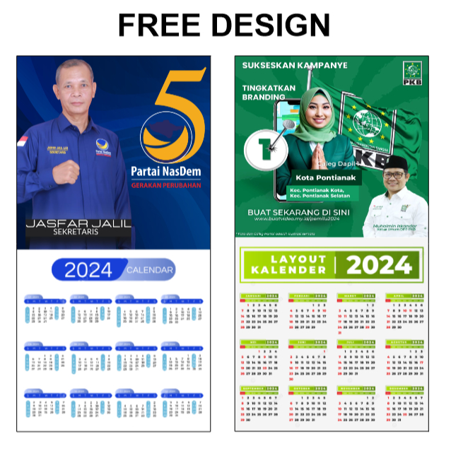 Custom Calendar Caleg/Election 2024 FULL COLOR 250gr ND57581 Shopee