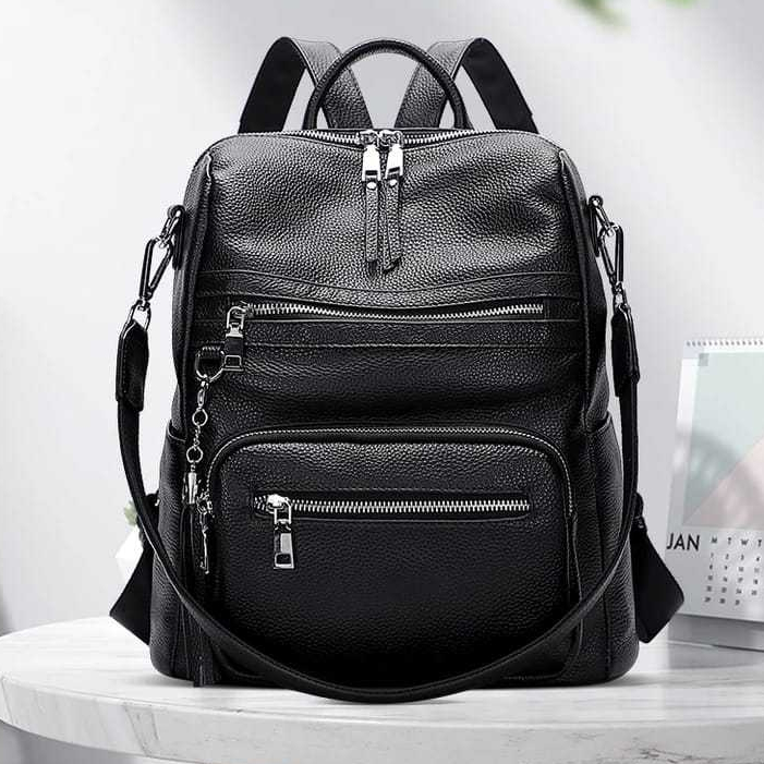 Basic Leather Backpack Multipurpose School Leather BackpackDoppia Leather Backpack Plain