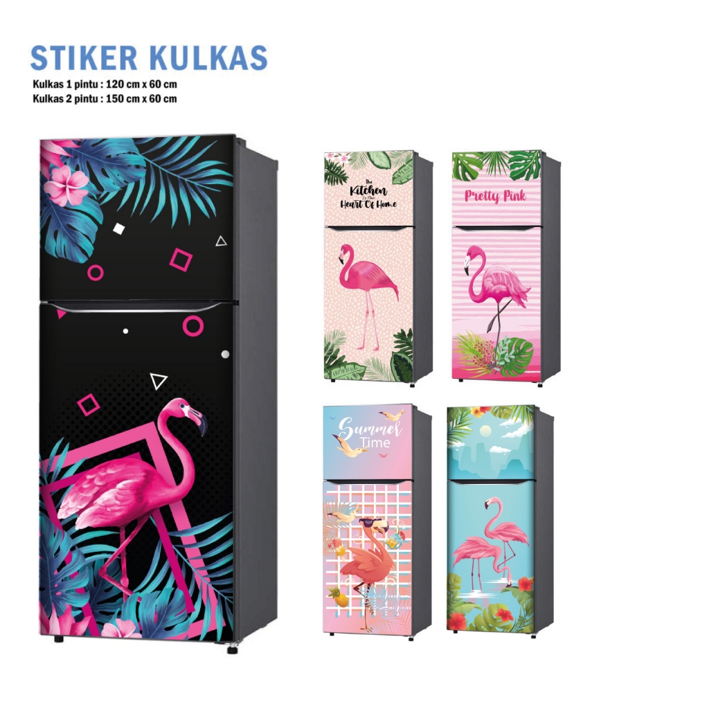 1 Door Refrigerator Sticker and 2 Door Flamingo Refrigerator Sticker ...