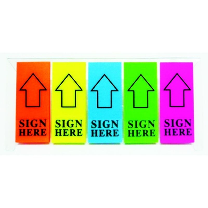Pronto Sign Here Plastic Sticky Note/ Signature Marker Sticker ...