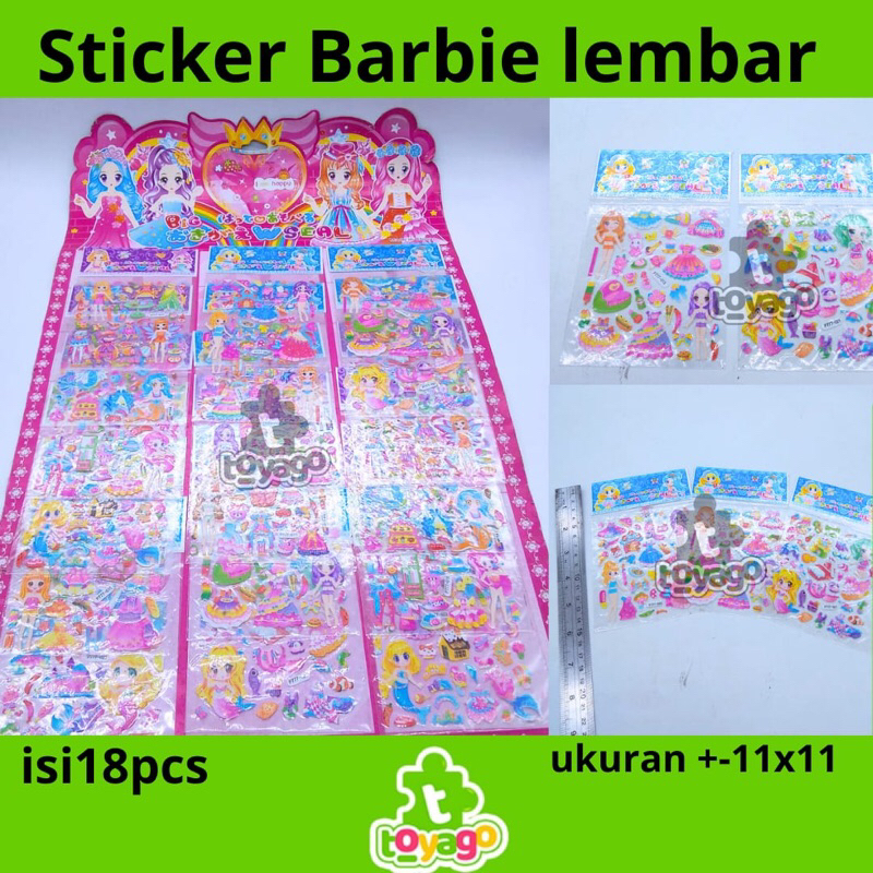 Barbie sticker sheet contains 18 pieces (new embossed sticker) | Shopee ...