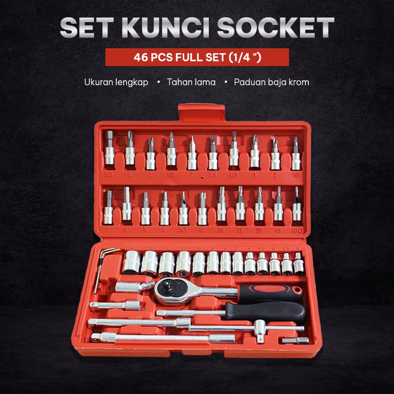 PERALATAN 46 In 1 Shock Wrench Tool Kit Super Complete Car Motorcycle