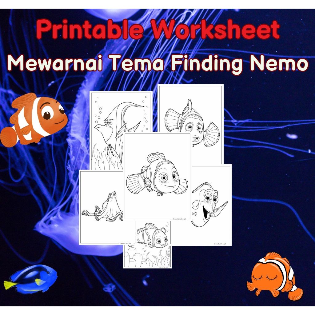 Printable Worksheet Coloring Paper Finding Nemo Theme Coloring Paper ...