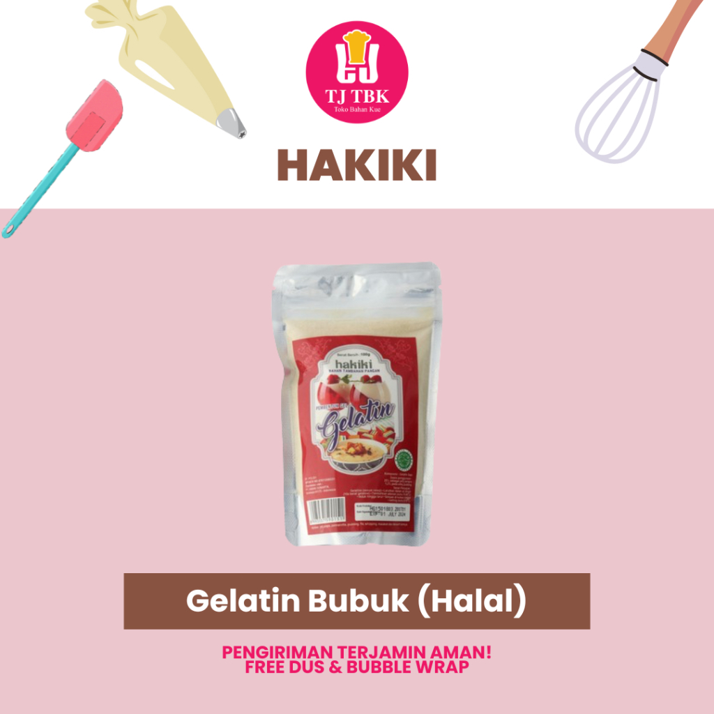 Hakiki Gelatin Powder HALAL MUI 100g Cow Gelatin Gel Forming Shopee