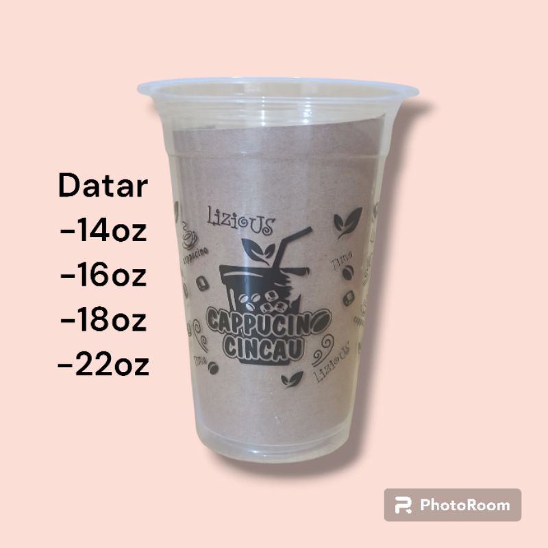 Capcin patterned plastic drink cups 14, 16, 18, 22oz (flat) | Shopee ...