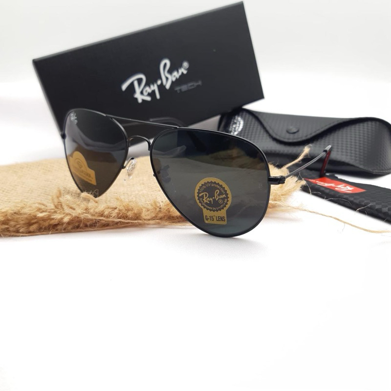 HITAM Bl Aviator 3026 Style Sunglasses 100% Original Glass Lens Iron ...