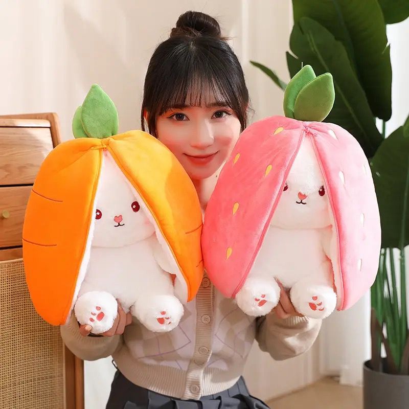 Cute Flip Rabbit Plush Toy Stuffed Strawberry for Rabbit Plush Toy Soft ...