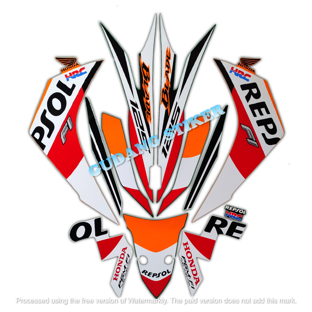 Honda BLADE REPSOL 125 FI 2015 Motorcycle STRIPING Sticker A Pair Of ...