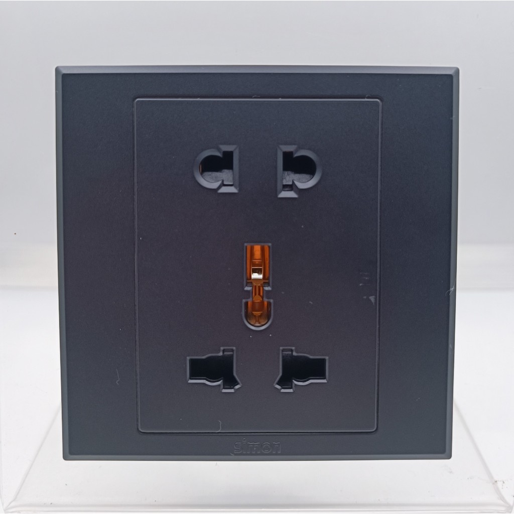 SIMON E3 BLACK DOFF / MATT BLACK UNIVERSAL SOCKET AND 2 PIN SOCKET ...
