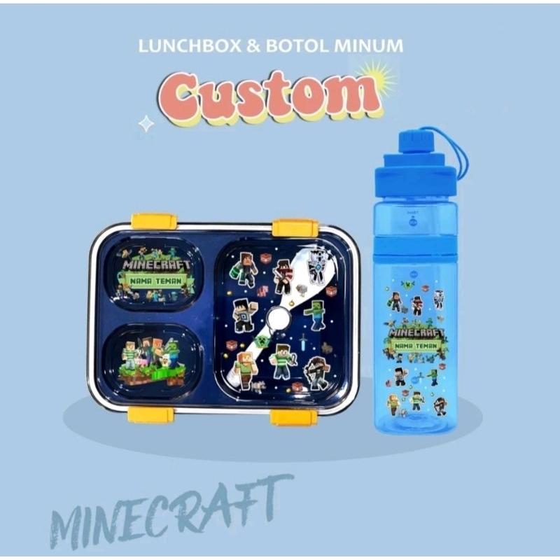 CUSTOM Lunch box 3 Grid and drinking bottle Minecraft - 7057 - 7259 ...